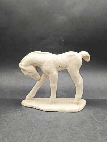 Статуэтка винтажная "Лошадь" среднего размера, в стиле майолика, кракелюр, фарфор, 15 см, Италия, 1970-80гг.