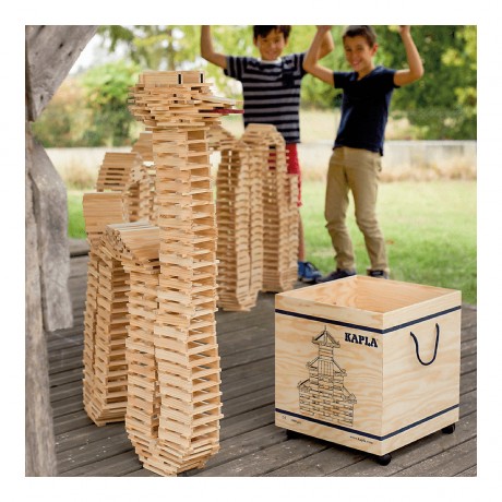 KAPLA KAPLA Holzplattchen im Kasten mit Tragegriffen und Radern Деревянные тарелки KAPLA в ящике с ручками для переноски и колесиками