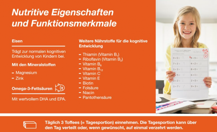 Orthomol Junior Omega Plus Kaudragees 30 portions х 2packs, Ортомол Омега плюс с железом, омега-3, цинком и витамином B12, для улучшения работы мозга для детей с 4-х лет, ириски с фруктовым вкусом, 30 порций x 2 упаковки (курс на 60 дней)