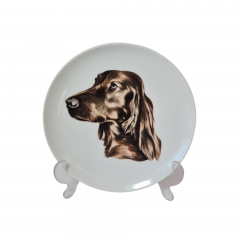 Декоративная тарелка AK Kaiser, белый фарфор с изображением собаки в коричневых тонах, 19,5 x 2,5 см, Германия, 1960-70гг.