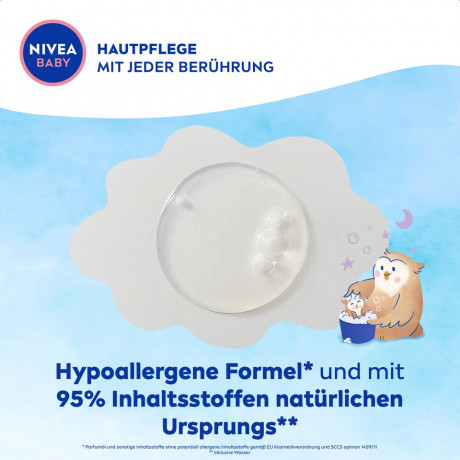 NIVEA BABY Gute Nacht Bad & Shampoo, 200 ml, Нивеа Детский шампунь и гель для купания, миндальное масло, без слёз, расслабляющий, 200 мл