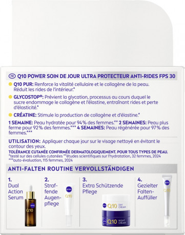 NIVEA Q10 Anti-Falten Power Extra schutzende Tagespflege, 50 ml, Нивеа дневной крем SPF 30 гиалуроновая кислота, витамин E, коэнзим Q10 против морщин 50 мл
