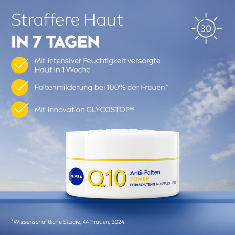 NIVEA Q10 Anti-Falten Power Extra schutzende Tagespflege, 50 ml, Нивеа дневной крем SPF 30 гиалуроновая кислота, витамин E, коэнзим Q10 против морщин 50 мл