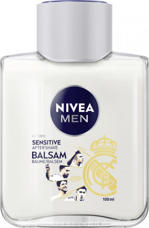 NIVEA MEN Sensitive Aftershave Balsam Real Madrid Limited Edition, 100 ml, Нивеа Мужской бальзам после бритья, экстракт ромашки и витамин E, для чувствительной кожи, 0% спирта, 100 мл