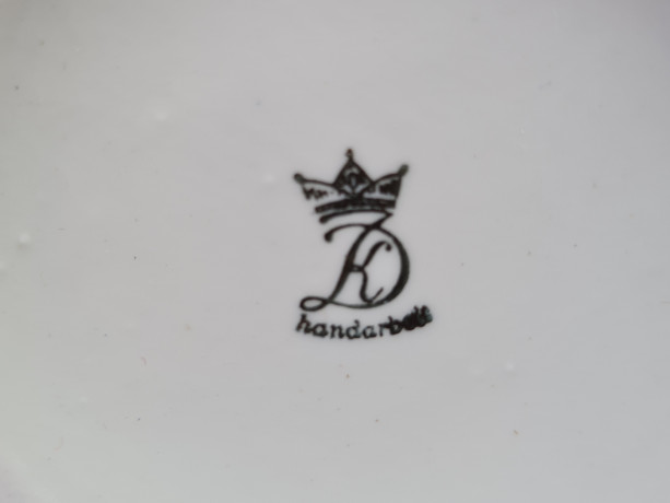 Подсвечник винтажный Dresden с розами и золотой каймой, ручная работа, фарфор, 5,5 x 6,5 см, Германия, 1960-70гг.