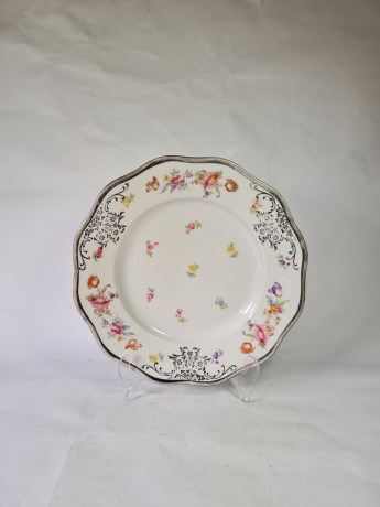 Блюдо винтажное Waldershof Bavaria с цветочным декором, фигурный край, фарфор, 28,5 x 4 см, Германия, 1960-70гг.