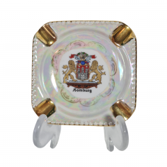 Пепельница винтажная S Seit 1849 с гербом Гамбурга, квадратная, фарфор, 7,5 x 2 см, Германия, 1960-70гг.