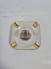 Пепельница винтажная S Seit 1849 с гербом Гамбурга, квадратная, фарфор, 7,5 x 2 см, Германия, 1960-70гг.