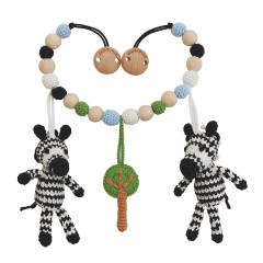 SindiBaba® Kinderwagenkette Zebra STRIPEY gehakelt mit Rasseln Коляска-цепочка зебра ПОЛОСКА связана крючком с погремушками