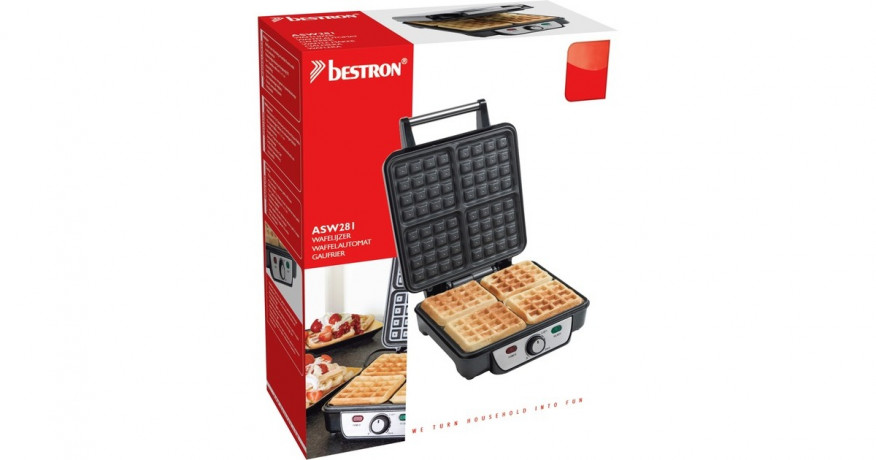 Bestron Bestron Waffeleisen ASW281  silber/schwarz, 1.100 Watt  silber/schwarz Вафельница Bestron ASW281 серебристый/черный, 1100 Вт