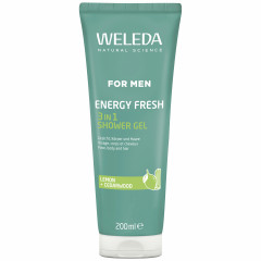 Weleda Energy Fresh Duschgel for Men, 200 ml, Мужской гель для душа Energy Fresh 3 в 1 для тела, лица и волос с лимоном и кедром, 200 мл