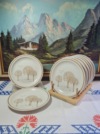 Тарелки винтажные Churchill England, керамика, 8 шт., 26 см, Англия, 1970-80гг.