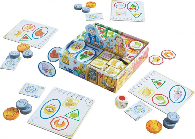 Haba HABA 302781 Meine ersten, HABA Настольная игра За покупками (Германия) 302781, дерево, учим счёт, деньги и внимание, для малышей от 2 лет