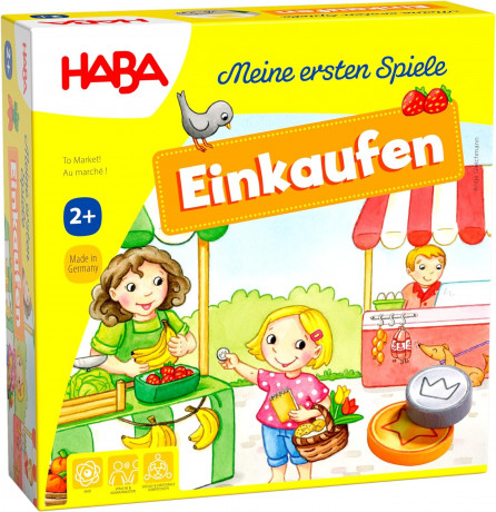Haba HABA 302781 Meine ersten, HABA Настольная игра За покупками (Германия) 302781, дерево, учим счёт, деньги и внимание, для малышей от 2 лет