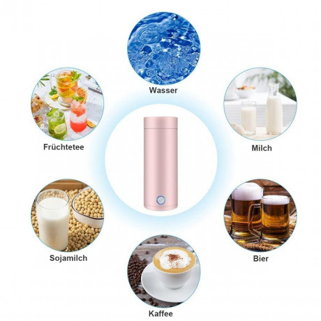 Yoyaxi Yoyaxi Reise-Wasserkocher Tragbarer Wasserkocher, Reisen, 400-ml-Thermobecher-Heisswasser-Tee-Kaffee-Heizgerat Rosa Дорожный чайник Yoyaxi, портативный чайник для путешествий, 400 мл, термокружка, нагреватель для горячей воды, чая, кофе