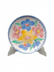 Тарелка декоративная винтажная с цветами, в итальянском стиле, керамика, 19 см, Германия, 1970-80гг.