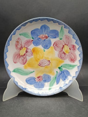 Тарелка декоративная винтажная с цветами, в итальянском стиле, керамика, 19 см, Германия, 1970-80гг.