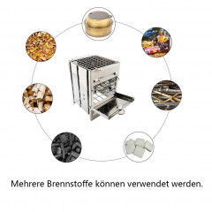 SCRTD SCRTD Gaskocher Outdoor Grill Barbecue Grill Klappbar aus Edelstahl, Tragbarer Hobo-Ofen 21*14*14CM Газовая плита SCRTD, уличный гриль-гриль для барбекю, складной из нержавеющей стали, портативная духовка-бродяга 21*14*14 см