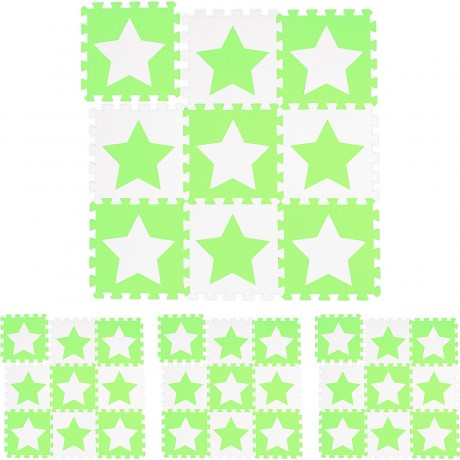relaxdays 36 x Puzzlematte Sterne weiss-grun 36 x коврик-пазл звезды бело-зеленый