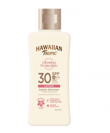 Hawaiian Tropic Glowing Protection Lotion LSF 30+, Солнцезащитный Лосьон для сияния кожи SPF 30+ с эффектом мягкого мерцания, тропический аромат, 75мл