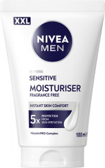 NIVEA MEN Sensitive Moisturiser XXL, 100 ml, Нивеа Мужской крем для лица, для чувствительной кожи, ромашка и масло ши, без отдушек, 24ч увлажнение, 100 мл