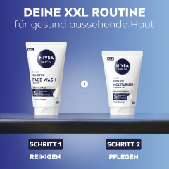 NIVEA MEN Sensitive Moisturiser XXL, 100 ml, Нивеа Мужской крем для лица, для чувствительной кожи, ромашка и масло ши, без отдушек, 24ч увлажнение, 100 мл