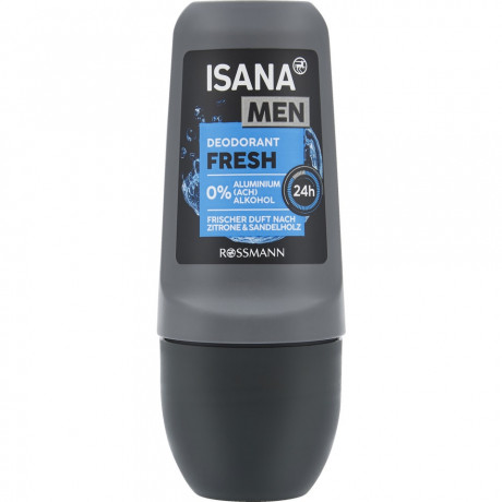 ISANA MEN Deodorant Roll-on Fresh 50ml, Изана Мужской шариковый дезодорант, лимон и сандал, 24ч защита, 0% алюминия, 50 мл