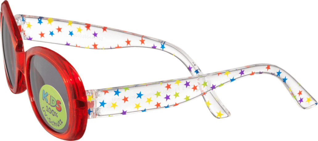SUNDANCE Sonnenbrille fur Kinder Солнцезащитные очки для детей Front rot, Bugel transparent mit bunten Sternchen, 1 шт.