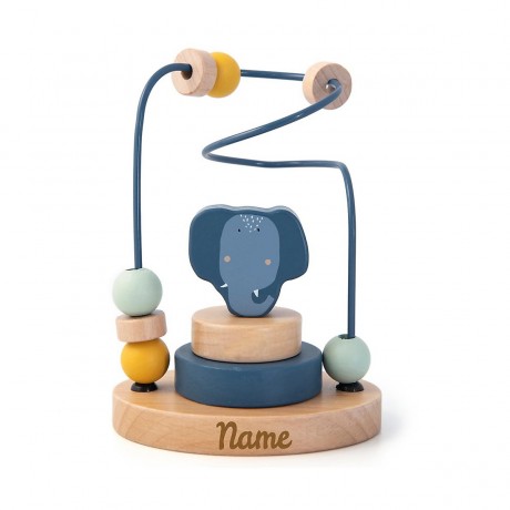 elefantasie Motorikschleife Holz Elefant mit Namen personalisiert graviert Деревянный слон с петлей моторики