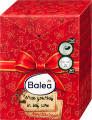 Balea Wrap Yourself in Self Care Adventskalender 2026, Balea адвент-календарь с масками и гидрогелевыми патчами для глаз, 24 подарка
