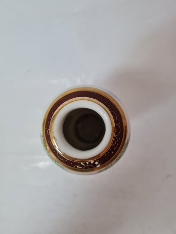 Винтажная японская фарфоровая ваза ручной работы "В японском саду", 12см х 7см, Япония, 1950-60гг. 