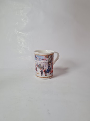 Fine Bone China Чашка с ручкой "Торговая площадь в канун Рождества", 10см х 11,5см, 1960-70гг. 