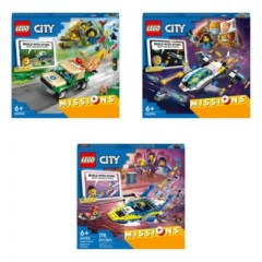 LEGO 3er Set:  60353 City Tierrettungsmissionen mit Pickup, 3 Minifiguren und Tierfiguren +  60354 City Erkundungsmissionen im Weltraum mit Raumschiff und 3 Minifiguren +  60355 City Detektivmissionen Набор из 3 предметов: 60353 City Animal Rescue Mission