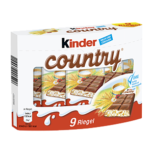 Kinder Country 9 Riegel Вафельные трубочки с молочным шоколадом и рисом