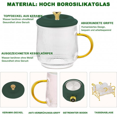 TOPMELON TOPMELON Wasserkocher Elektrischer Wasserkocher,gesunder Wasserkocher, 0.6 l Grun-1 Электрочайник TOPMELON, чайник для здоровья, 0,6 л