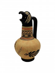 Ваза винтажная большая Lotus Art с носиком в виде головы птицы, ручная работа, черно-коричневые оттенки, керамика, 22.5 см, Кипр, 1970-90гг.