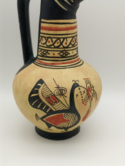 Ваза винтажная большая Lotus Art с носиком в виде головы птицы, ручная работа, черно-коричневые оттенки, керамика, 22.5 см, Кипр, 1970-90гг.