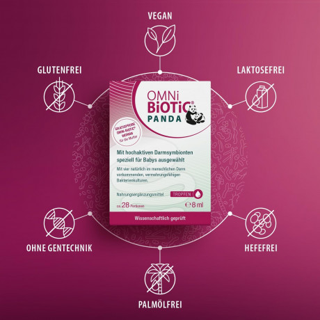 OMNI-BIOTIC Panda Tropfen, Пробиотик в каплях Омни-биотик Панда для детей с рождения, 4 штамма полезных бактерий, 8мл (курс на 28 дней)