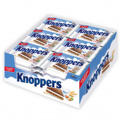 Knoppers Original 24st x 4packs (96st), Вафли для детей и взрослых, порционные вафельные батончики, хрустящие немецкие сладости к чаю, молочно-ореховая начинка, вкус молока и фундука, Набор 4 уп х 24 шт (96 шт х 23,5 )
