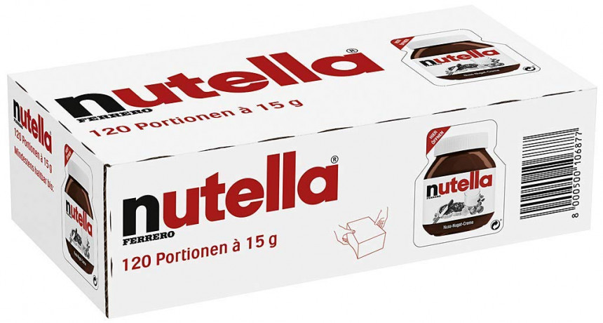 Ferrero Nutella Brotaufstrich 15g x 120 Stk, Паста шоколадная порционная для кафе и дома (Германия), 120 шт по 15 г, индивидуальная упаковка, удобный формат без перерасхода, с фундуком и какао, кремовая текстура, шоколадно-ореховый вкус