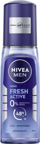 NIVEA MEN Fresh Active Deodorant Pumpspray, 75 ml, Нивеа Мужской дезодорант помповый спрей, морские экстракты, 0% алюминия, 48ч защита, 75 мл