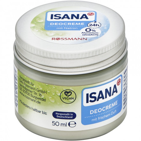 ISANA Deo Creme 50ml, Изана Крем-дезодорант унисекс с натроном, масло миндаля и ши, 24ч защита, 50 мл