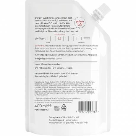 SEBAMED Waschemulsion Nachfullbeutel, 400 ml, Себамед Эмульсия для мытья, сменный блок, для чувствительной кожи, 400 мл
