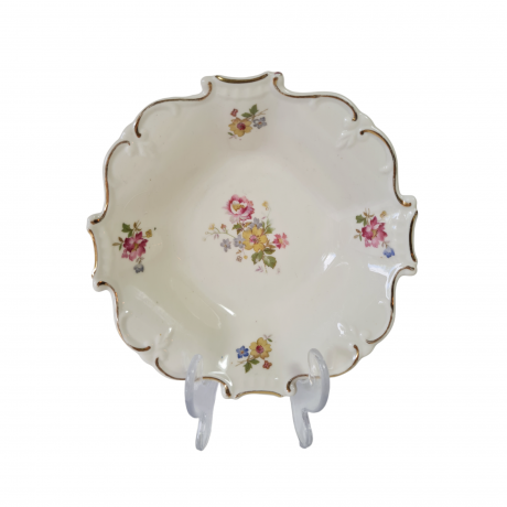 Тарелка винтажная Schrinding Bavaria для сервировки, цветочный декор и фигурный край, фарфор, 16 x 16 x 4,5 см, Германия, 1960-70гг.