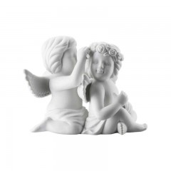 Rosenthal Rosenthal Engelpaar mit Blumenkranz klein weiss matt 6 cm Розенталь пара ангелочков с венком из цветов маленькие белые матовые 6 см