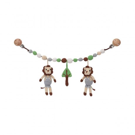SindiBaba® Kinderwagenkette Lowe LEON gehakelt mit Rasseln Цепочка для коляски Lowe LEON связана крючком с погремушками
