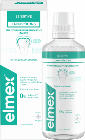 elmex Mundspuelung Sensitive, 400 ml, Ополаскиватель Sensitive с фторидом для чувствительных зубов, без спирта, 400 мл