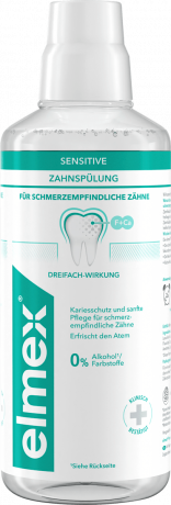 elmex Mundspuelung Sensitive, 400 ml, Ополаскиватель Sensitive с фторидом для чувствительных зубов, без спирта, 400 мл