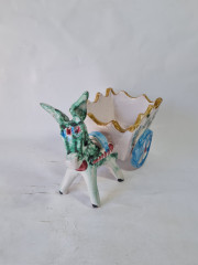 Статуэтка винтажная большая &quot;Ослик с повозкой&quot;, ручная роспись, керамика, 22.5 см, Италия, 1960-70гг.