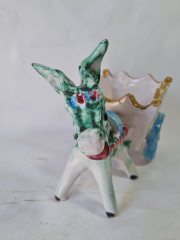 Статуэтка винтажная большая &quot;Ослик с повозкой&quot;, ручная роспись, керамика, 22.5 см, Италия, 1960-70гг.